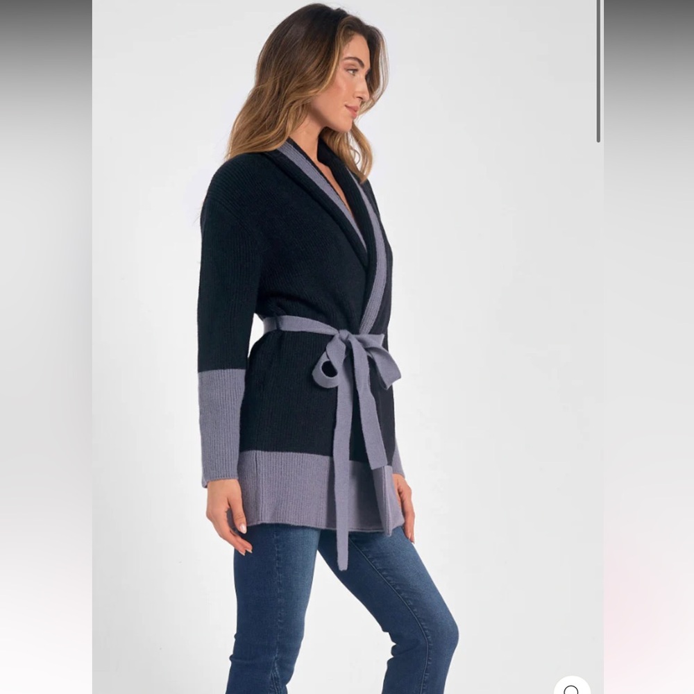 Colorblock Open Front Cardigan - Picture 2 of 5
